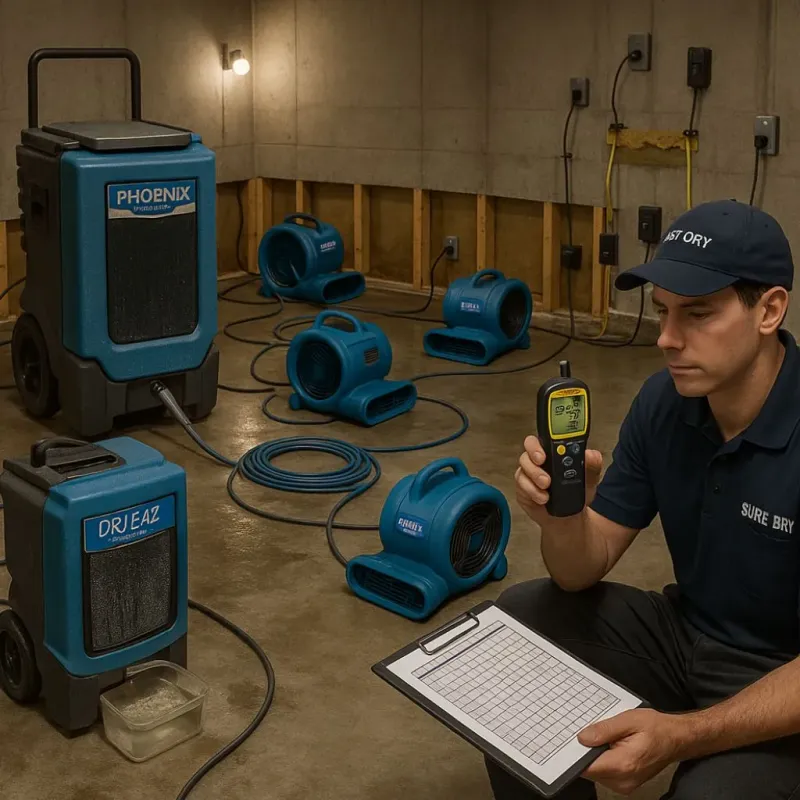 Structural Drying and Dehumidification process in Belmont, NC